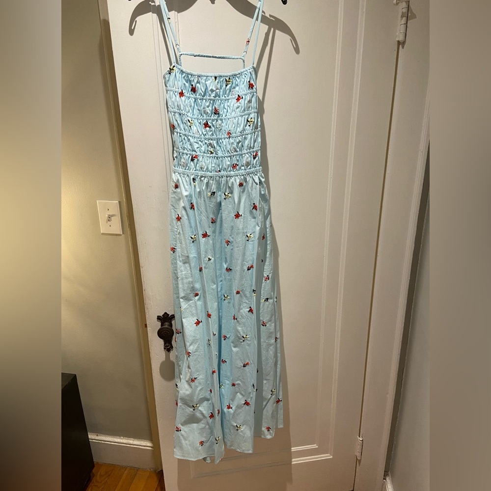 SOLID & STRIPED Light Blue Floral Embroidered Dress